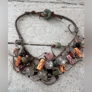 Vintage Artesian Teresa Goodall Earthy Natural Art To Wear Necklace